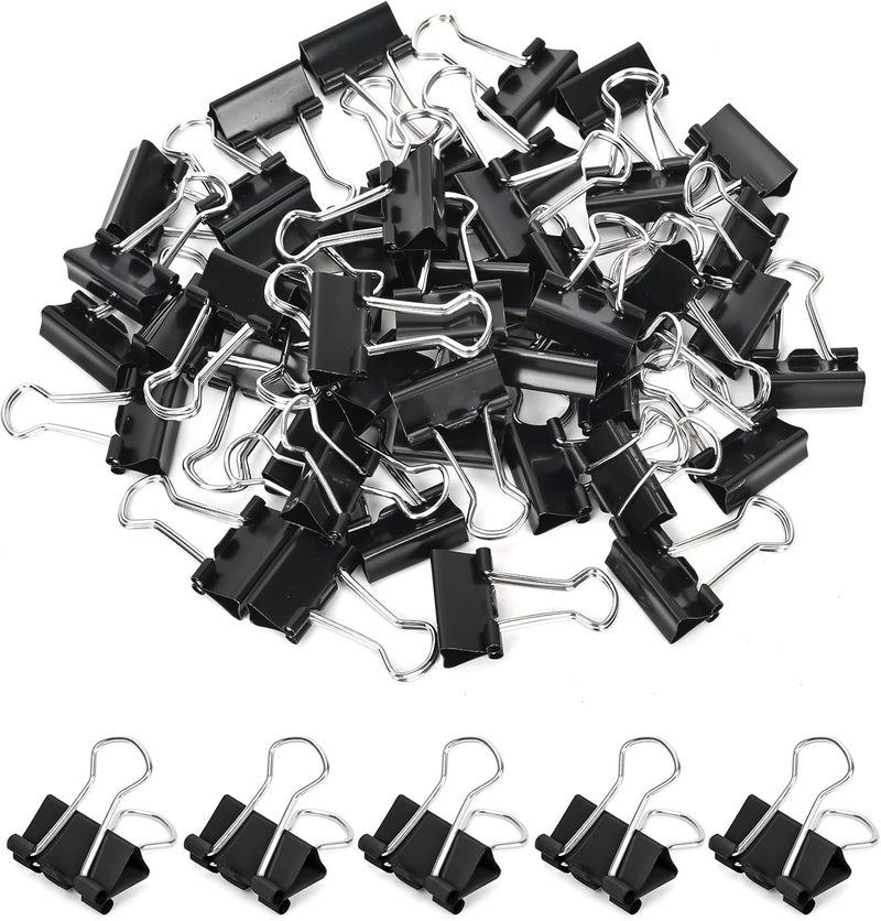CUARUSUIKA Binder Clips, 50 Pack, 0.75 in Small Paper Clips for Office, (Black) - Image 1